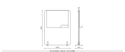 Pannelli fonoassorbenti Free standing autoportanti con lavagna L 120_Selva